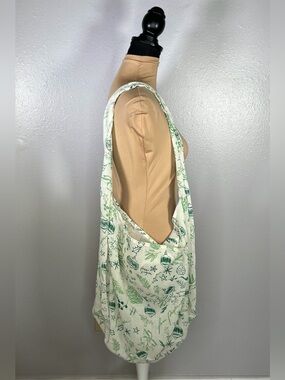 Free People Holiday Print Slouchy Linen Blend Shoulder Tote Bag Christmas Market